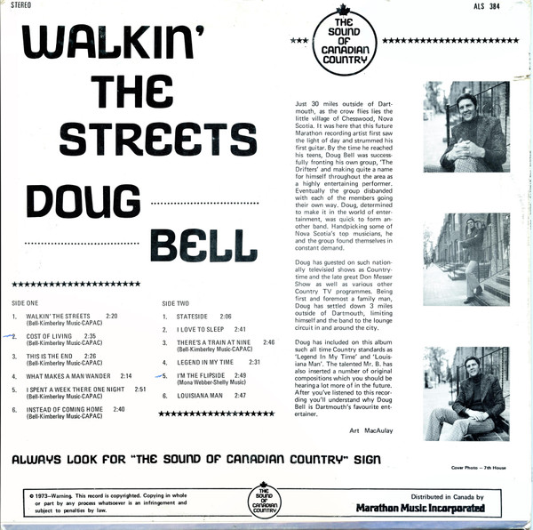 Doug Bell - Walkin' The Streets - Used Vinyl Record image 2