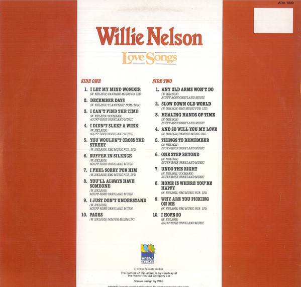Willie Nelson - Love Songs - Used Vinyl Record image 2