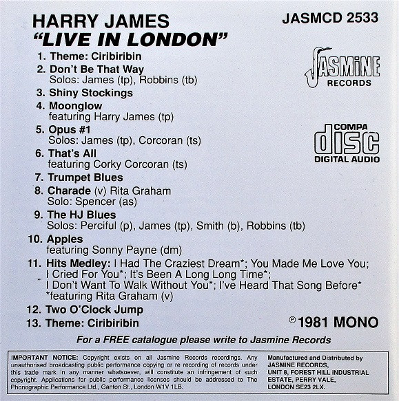 Harry James - Live - Used CD image 4