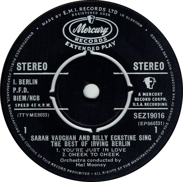 Sarah Vaughan - Sing The Best Of Irving Berlin - Used Vinyl Record 7" image 3