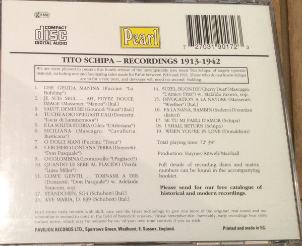 Tito Schipa - Recordings 1913-1942 - Used CD image 3