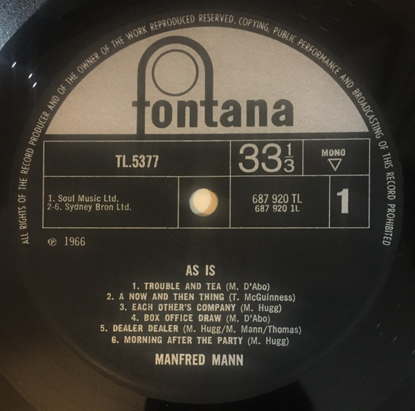 Manfred Mann - As Is - Used Vinyl Record image 3