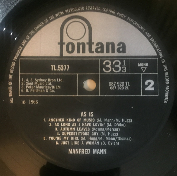Manfred Mann - As Is - Used Vinyl Record image 4