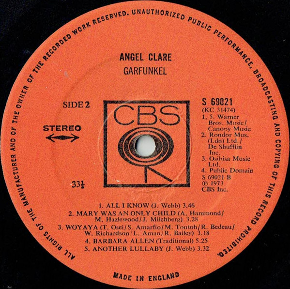Art Garfunkel - Angel Clare - Used Vinyl Record image 4