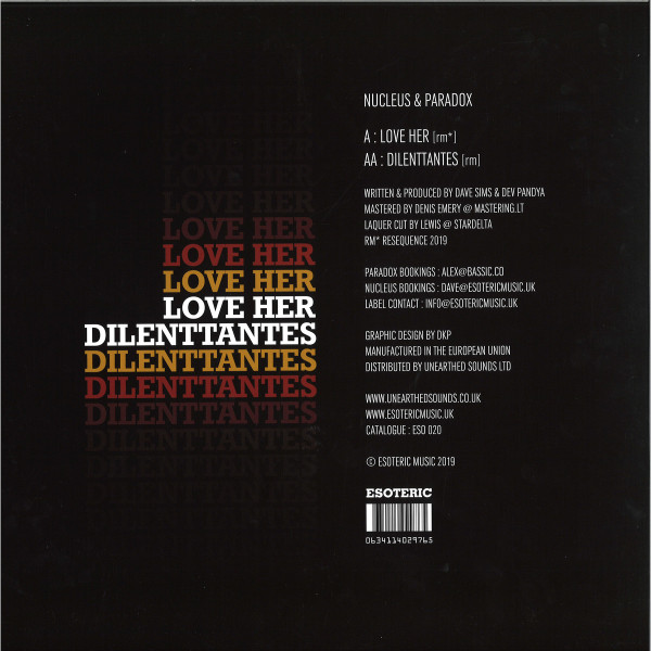 Nucleus & Paradox - Love Her [rm*] / Dilenttantes [rm] - Vinyl Record image 2