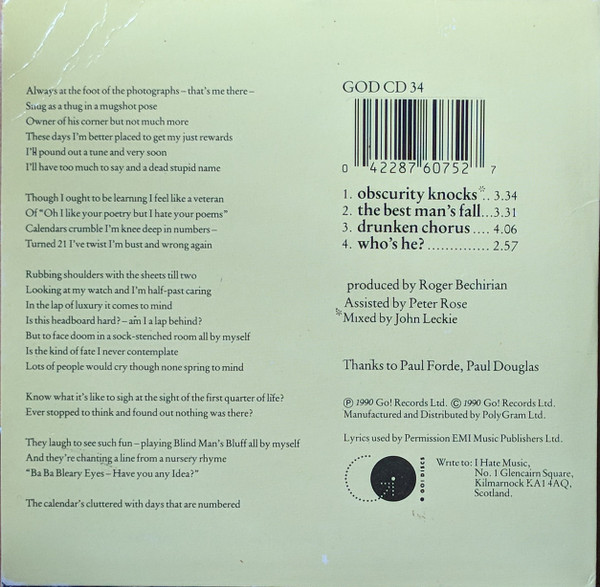 Trash Can Sinatras - Obscurity Knocks EP - Used CD image 2