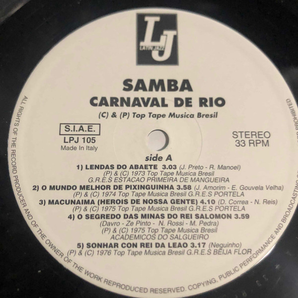 Various - Samba Carnaval De Rio - Vinyl Record 12" image 3