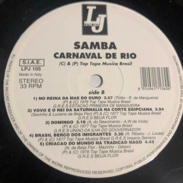 Various - Samba Carnaval De Rio - Vinyl Record 12" image 4