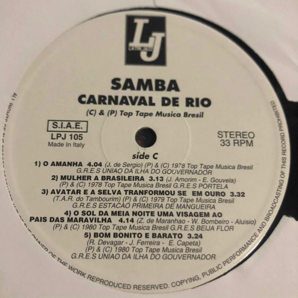 Various - Samba Carnaval De Rio - Vinyl Record 12" image 5