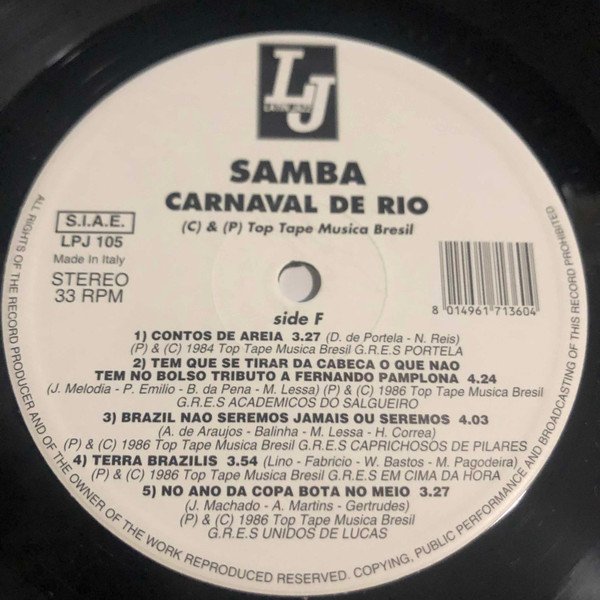 Various - Samba Carnaval De Rio - Vinyl Record 12" image 8