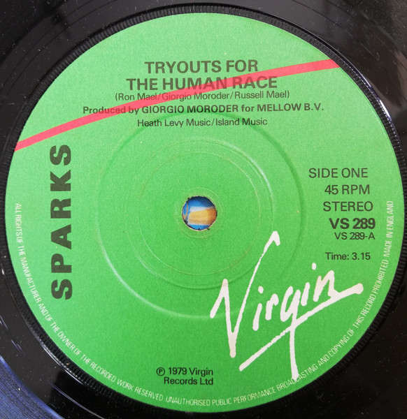Sparks - Tryouts For The Human Race - Used Vinyl Record 7" image 3