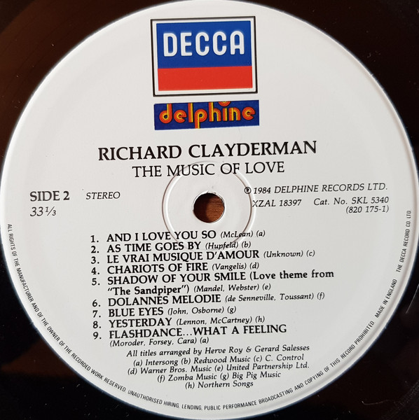 Richard Clayderman - Music Of Love - Used Vinyl Record image 4