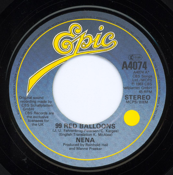 Nena - 99 Red Balloons - Used Vinyl Record 7" image 3