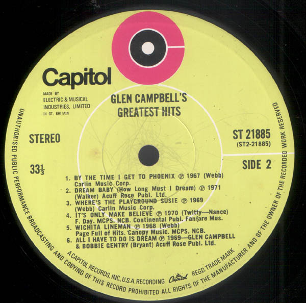Glen Campbell - 's Greatest Hits - Used Vinyl Record image 4