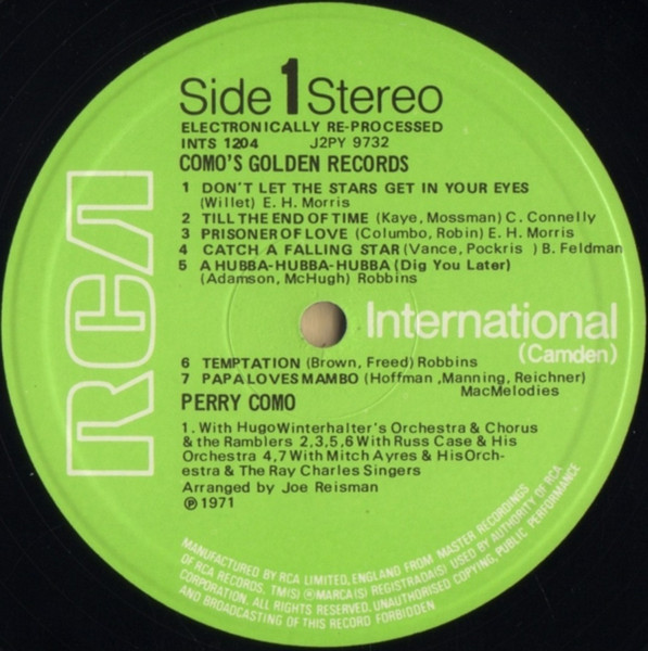 Perry Como - Como's Golden Records - Used Vinyl Record image 3