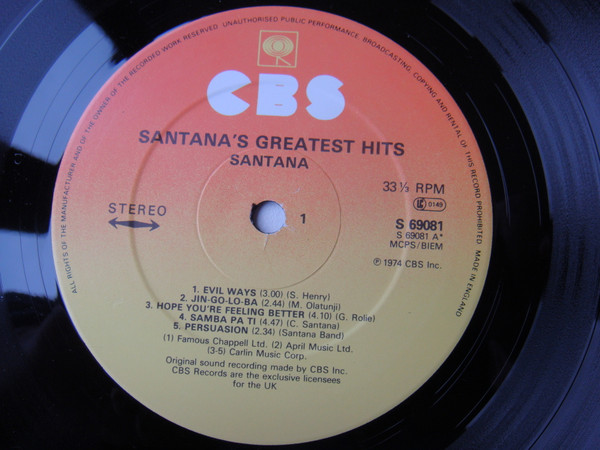 Santana - 's Greatest Hits - Used Vinyl Record image 3