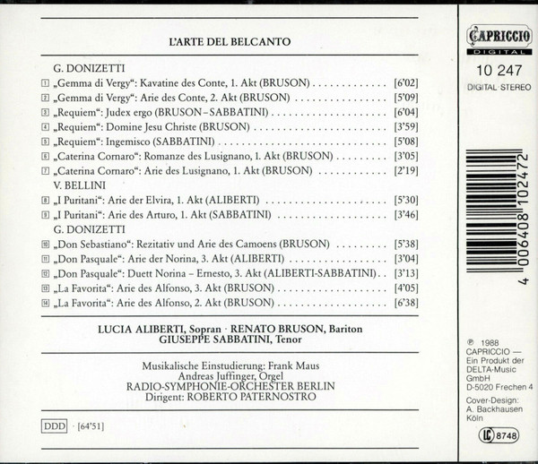 Vincenzo Bellini - L'Arte Del Belcanto - Used CD image 2