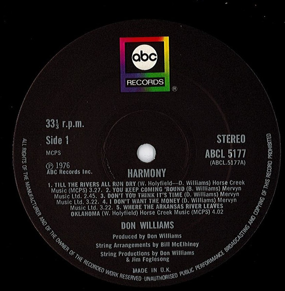 Don Williams - Harmony - Used Vinyl Record image 3