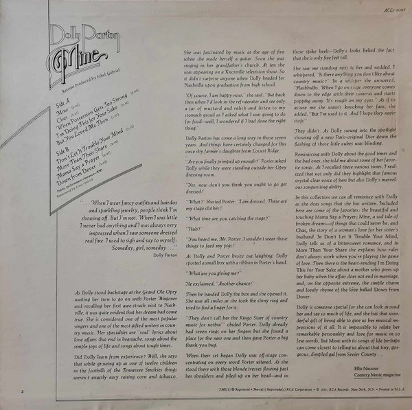 Dolly Parton - Mine - Used Vinyl Record image 2