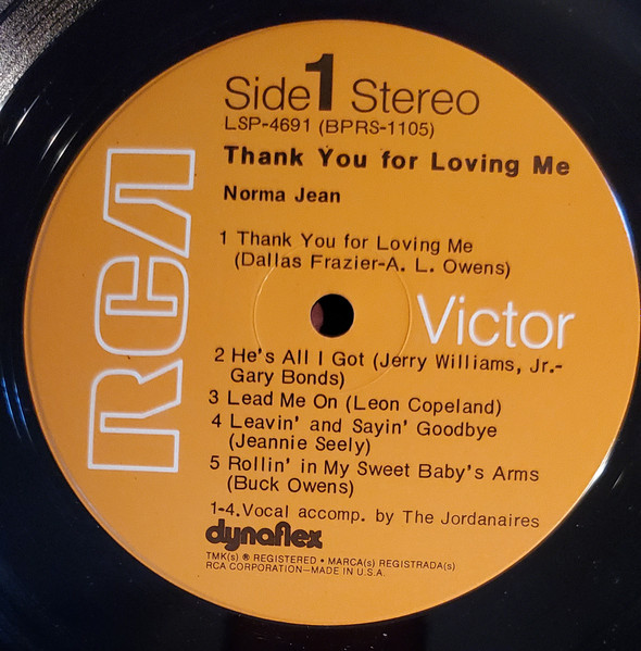 Norma Jean - Thank You For Loving Me - Used Vinyl Record image 3