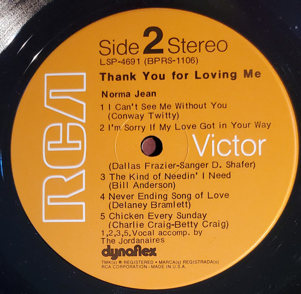 Norma Jean - Thank You For Loving Me - Used Vinyl Record image 4