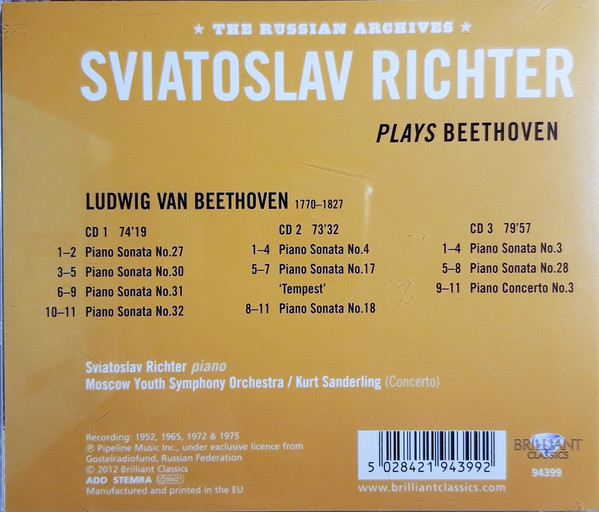 Sviatoslav Richter - Plays Beethoven, Piano Sonatas, Concerto No. 3 - image 2