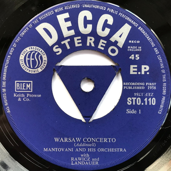 Mantovani And His Or - Warsaw Concerto / Cornish Rhapsody - Used Viny image 3