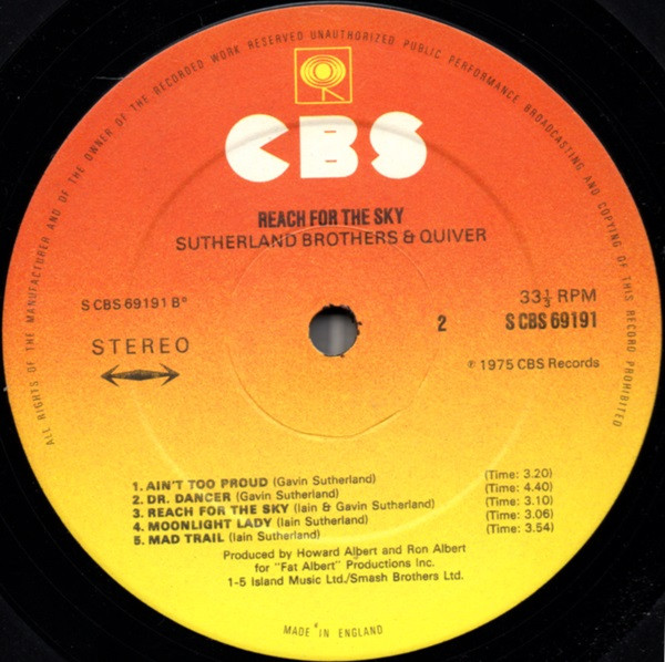 Sutherland Brothers - Reach For The Sky - Used Vinyl Record image 4