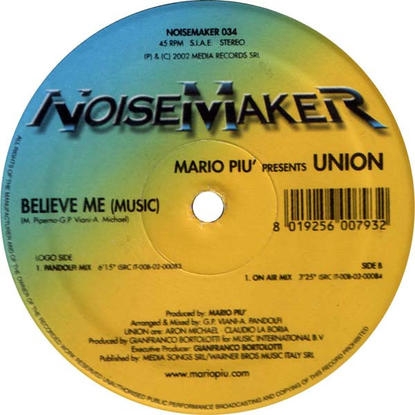 Mario Più Presents - Believe Me (Music) - Vinyl Record 12" image 2