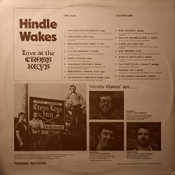Hindle Wakes - Live At The Cross Keys - Used Vinyl Record image 2