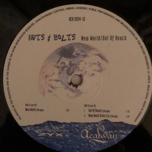 Nuts & Bolts - New World / Out Of Reach - Used Vinyl Record 12" image 4
