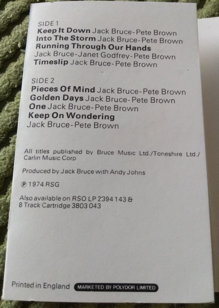 Jack Bruce - Out Of The Storm - Used Cassette image 3