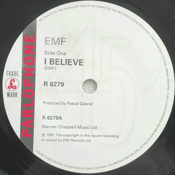 EMF - I Believe - Used Vinyl Record 7" image 3