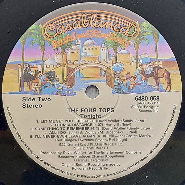 Four Tops - Tonight! - Used Vinyl Record image 4