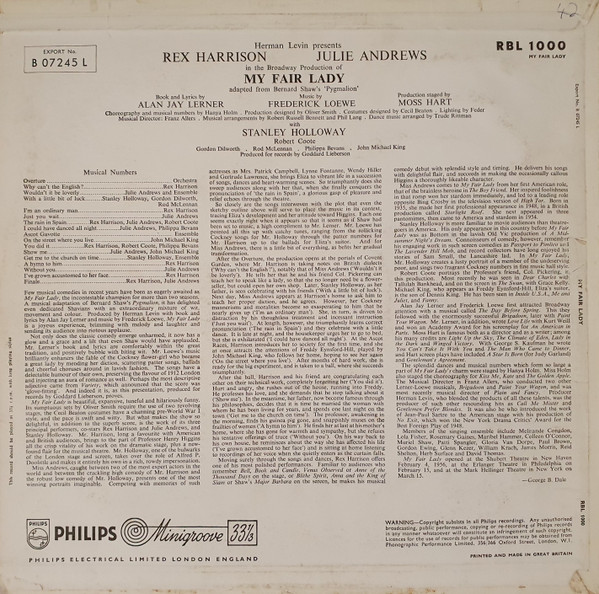 Rex Harrison - My Fair Lady - Used Vinyl Record image 2