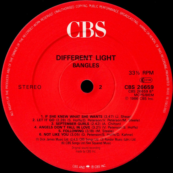 Bangles - Different Light - Used Vinyl Record image 4