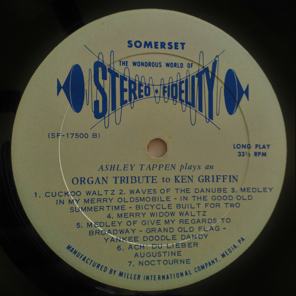 Ashley Tappen - An Organ Tribute To Ken Griffin - Used Vinyl Record image 4