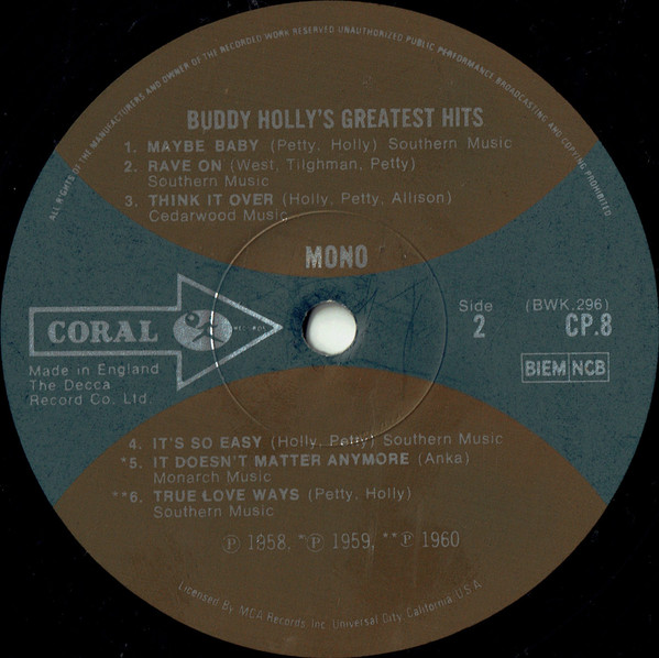 Buddy Holly - 's Greatest Hits - Used Vinyl Record image 4