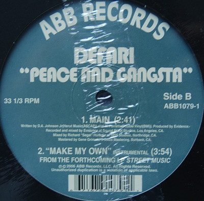 Defari - Make My Own / Peace And Gangsta - Vinyl Record 12" image 2