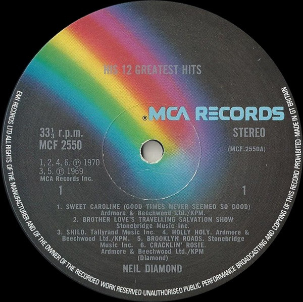 Neil Diamond - His 12 Greatest Hits - Used Vinyl Record image 3