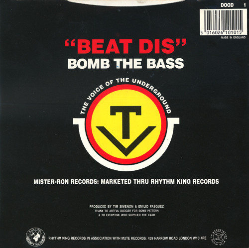 Bomb The Bass - Beat Dis - Used Vinyl Record 7" image 2