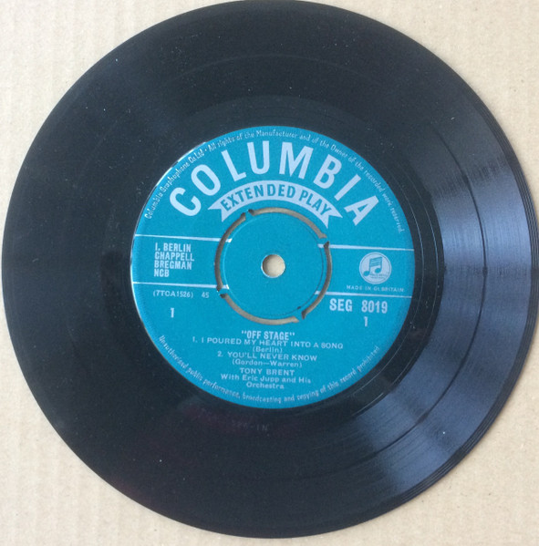 Tony Brent - Off Stage - Used Vinyl Record 7" image 3