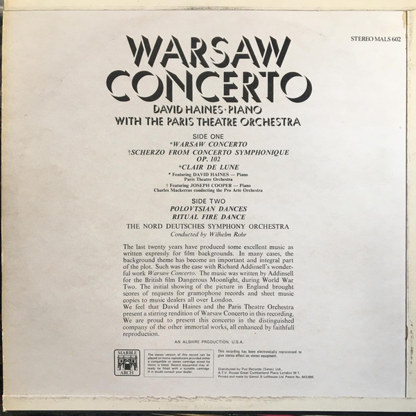 David Haines - Warsaw Concerto - Used Vinyl Record image 2