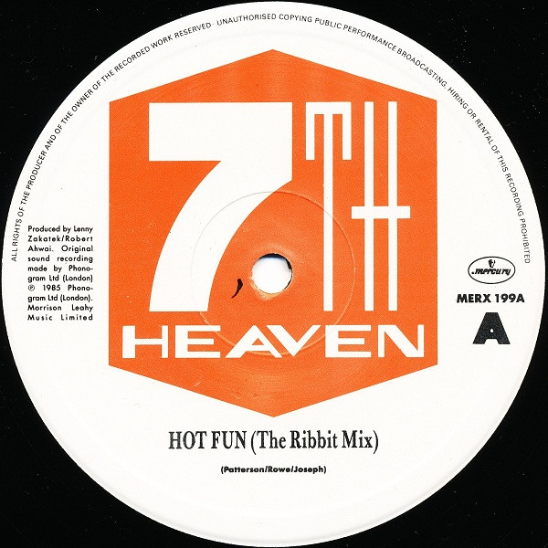 7th Heaven - Hot Fun - Used Vinyl Record 12" image 3