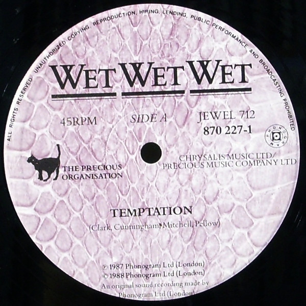 Wet Wet Wet - Temptation - Used Vinyl Record 12" image 3