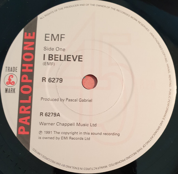 EMF - I Believe - Used Vinyl Record 7" image 3