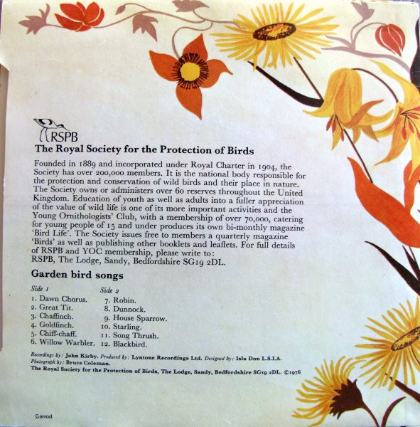 John Kirby - Garden Bird Songs - Used Vinyl Record Flexi-disc image 2