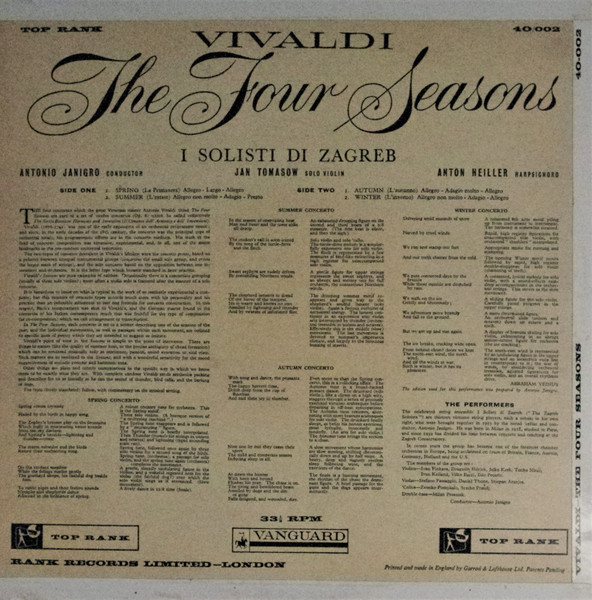 Antonio Vivaldi - Four Seasons - Used Vinyl Record image 2