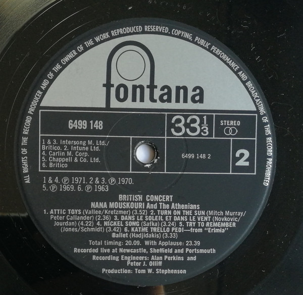 Nana Mouskouri - British Concert - Used Vinyl Record image 5