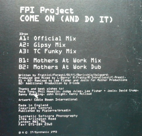 FPI Project - Come On (And Do It) - Used Vinyl Record 12" image 5